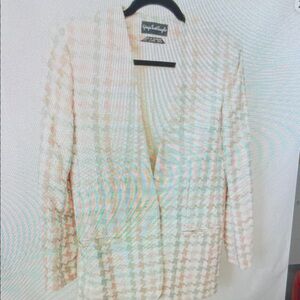 Guy Laroche Women's Beige Houndstooth Blazer